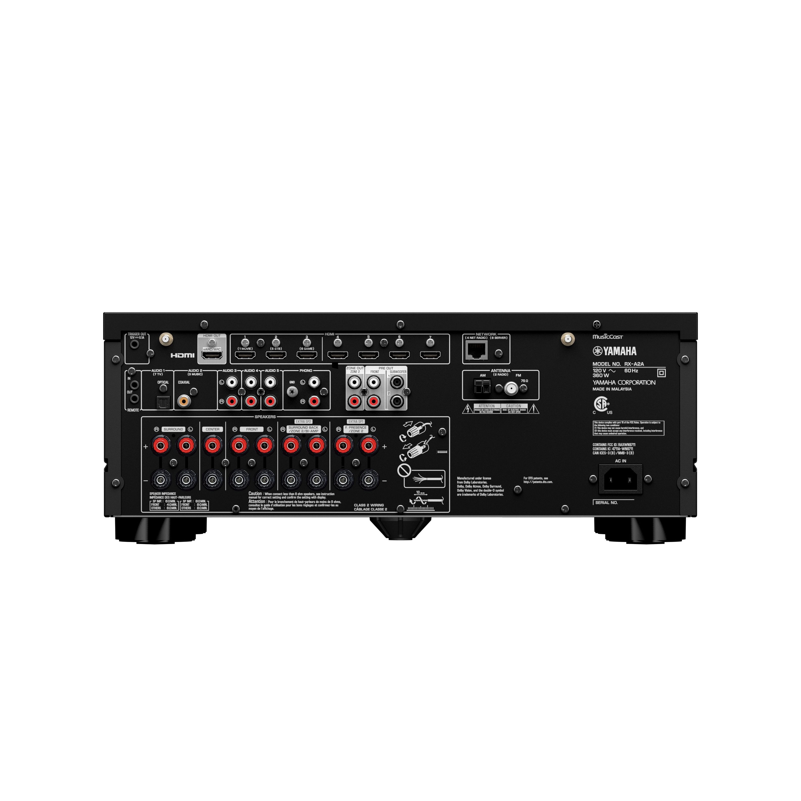 Yamaha Aventage 7.2 Channel AV Receiver with 8K HDMI and MusicCast - RXA2A
