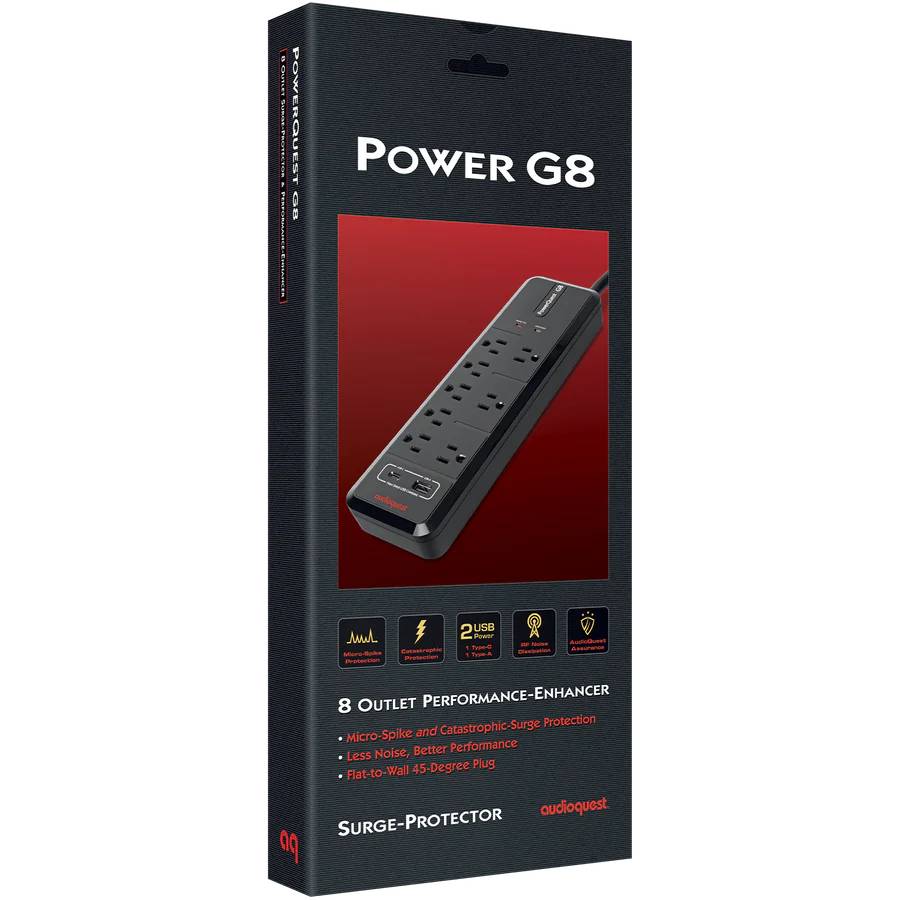 Audioquest 8-Outlet Surge Protector with USB-A & USB-C Charging Ports - PQG8R