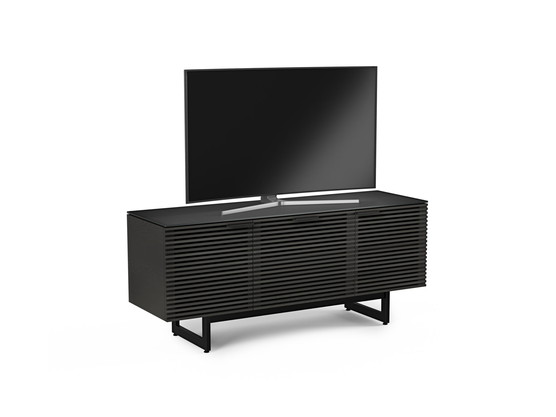 BDI Corridor 8177 Triple Wide TV Stand With Media Storage Drawer In Charcoal Stained Ash - BDICORR8177CHAR