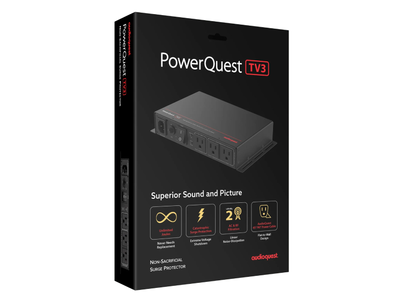 Audioquest 3-Outlet Non-Sacrificial Surge Protector for Wall-Mounted TVs - PowerQuest TV3