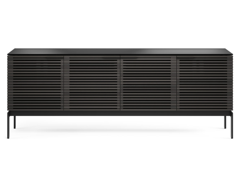 BDI Corridor SV 7129 Four Door TV Stand With Remote-Friendly Doors In Charcoal Stained Ash - BDICORR7129CHAR