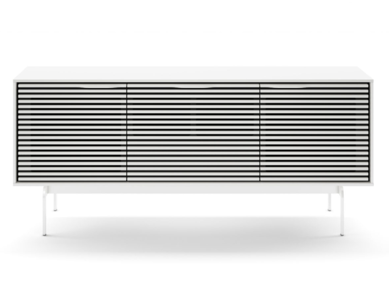 BDI Align 7477 Three Door Modern TV Stand With Console Base In Satin White - BDIAL7477COSW