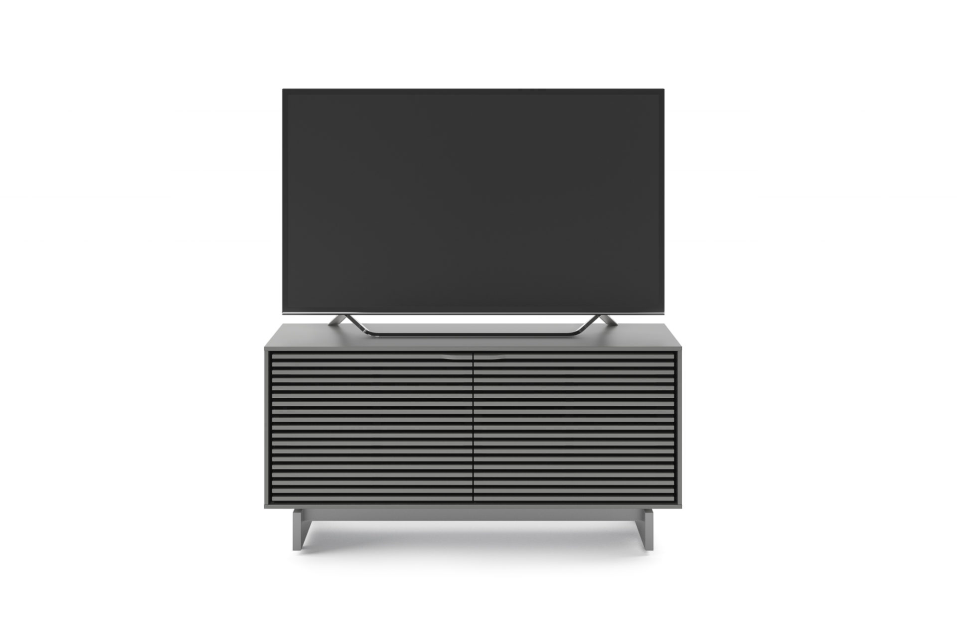 BDI Align 7478 Two Door Modern TV Stand With Media Base In Fog Grey - BDIAL7478MEFOG