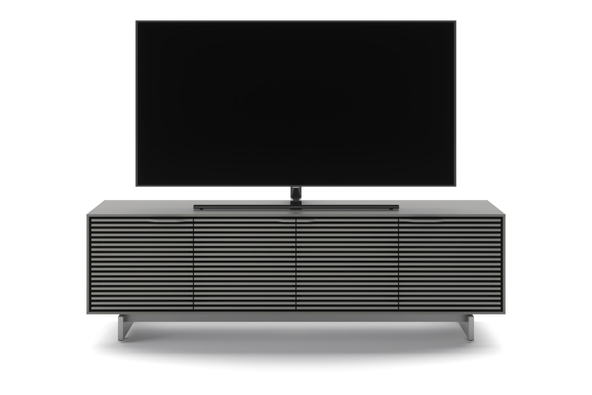 BDI Align 7479 Tall Modern TV Stand With Media Base In Fog Grey - BDIAL7479MEFOG