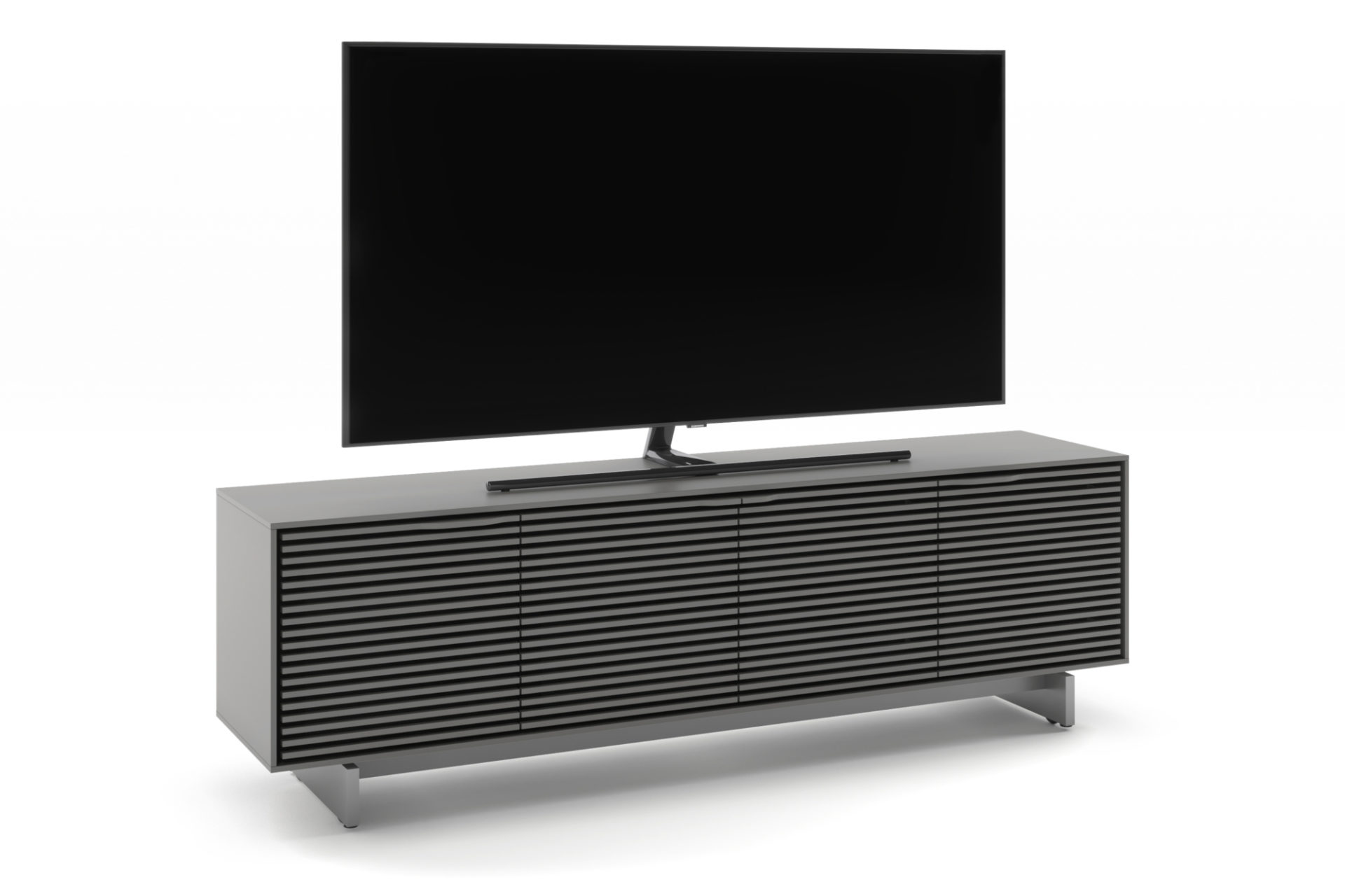 BDI Align 7479 Tall Modern TV Stand With Media Base In Fog Grey - BDIAL7479MEFOG