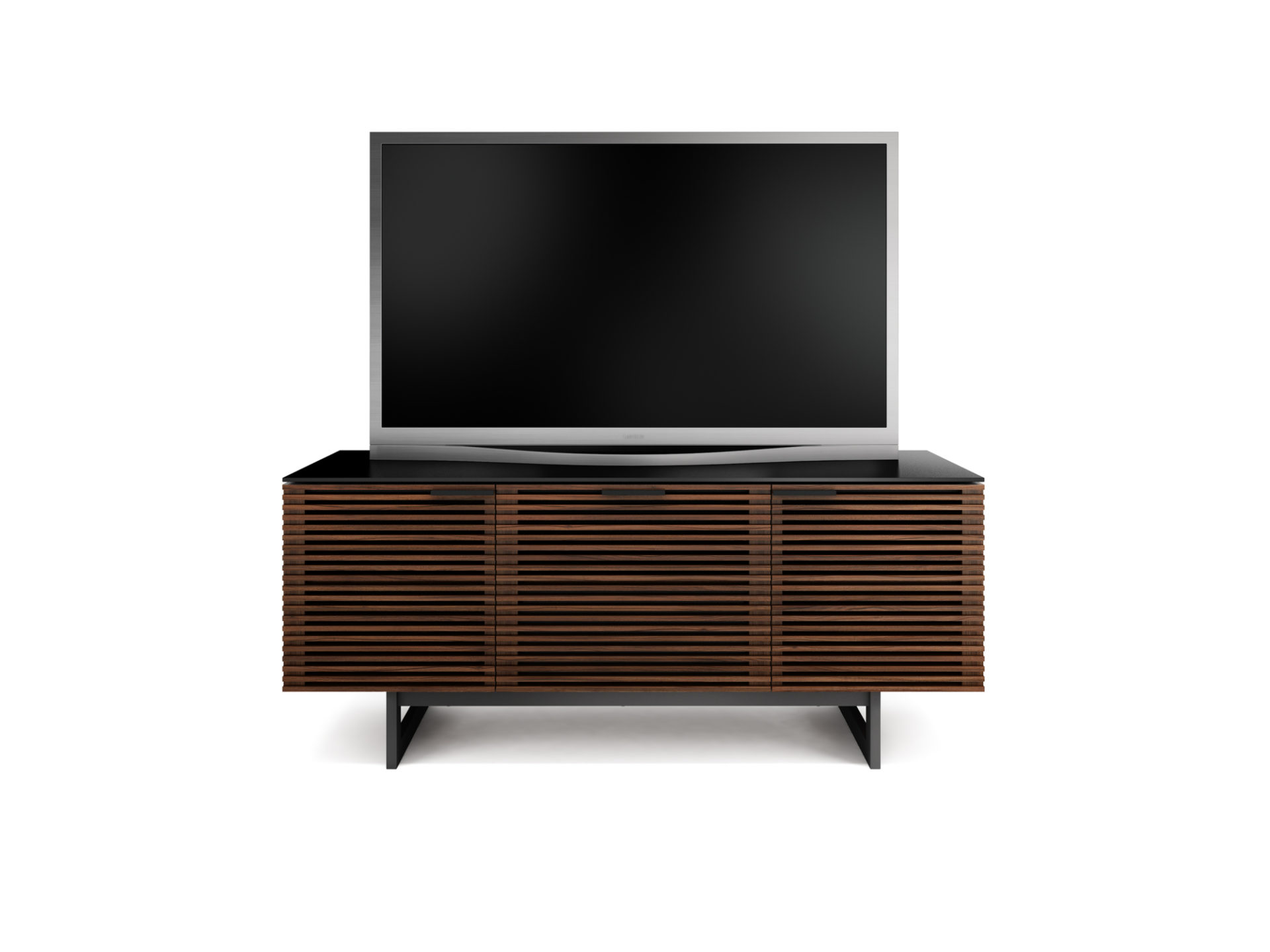 BDI Corridor 8177 Triple Wide TV Stand With Media Storage Drawer In Chocolate Stained Walnut - BDICORR8177CHOC